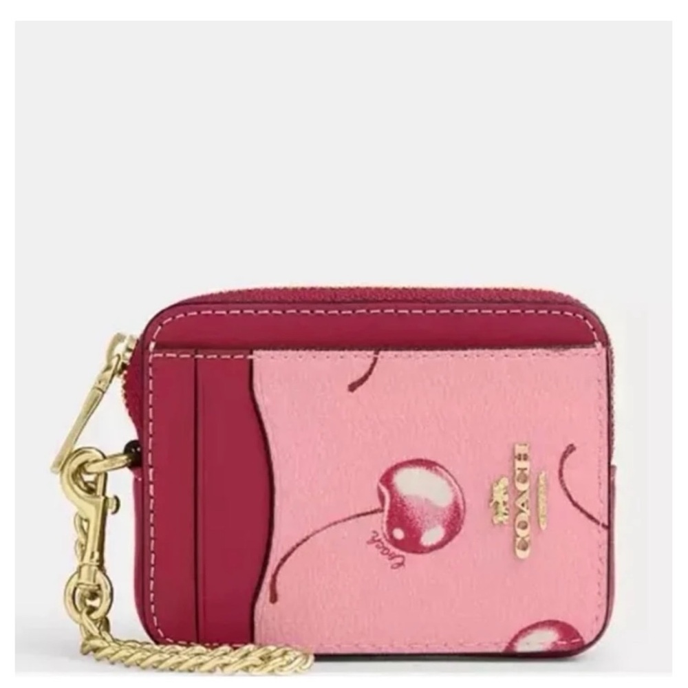 Coach Pink Cherry Print Card Holder